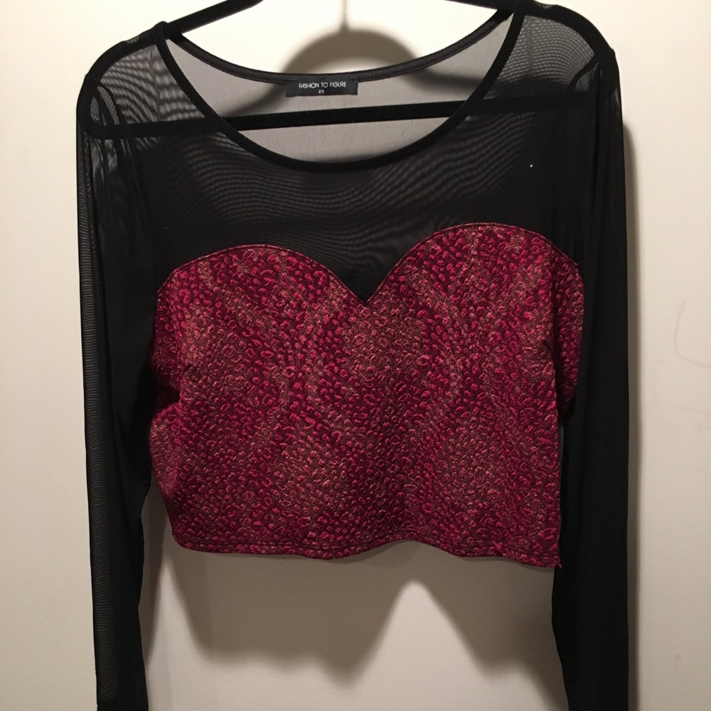 Plus Size. Sheer crop top. With heart bodice.